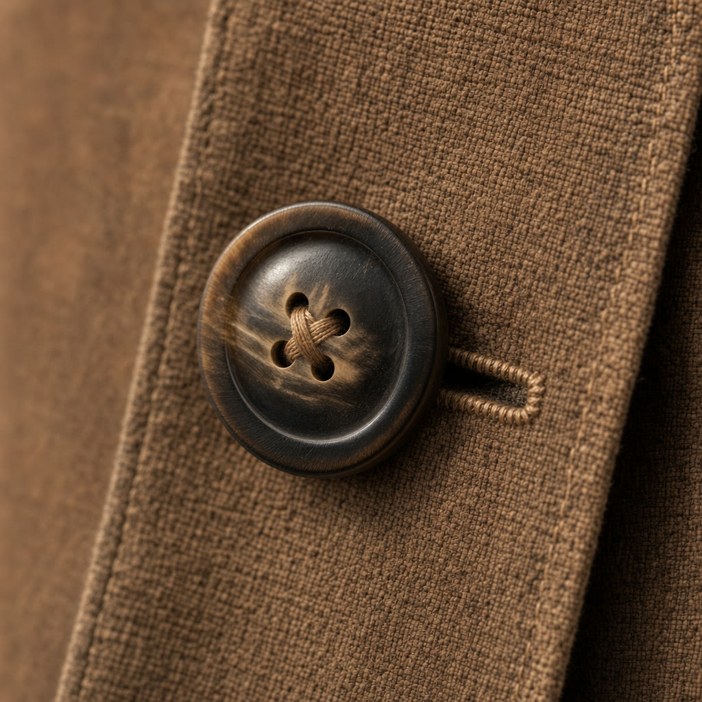 Corozo button and handmade buttonhole