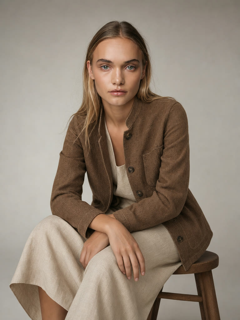 Léonie Jacket, seated